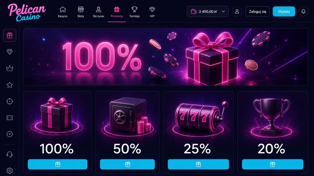 Pelican Casino bonus — 60 zł bez depozytu i pakiet powitalny 2026